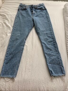 Levi's Light Blue Straight-Leg Jeans with Stud Accents